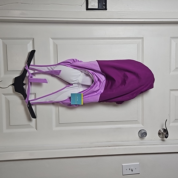 Bal Harbor Faux Wrap New Size 16 One Piece Halter Bathing Swim Suit - Picture 3 of 8